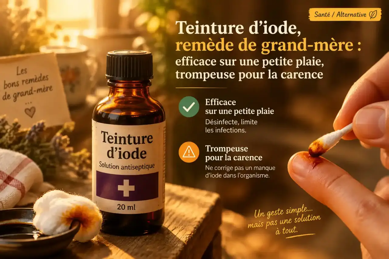 Teinture d’iode, remède de grand-mère : efficace sur une petite plaie, trompeuse pour la carence
