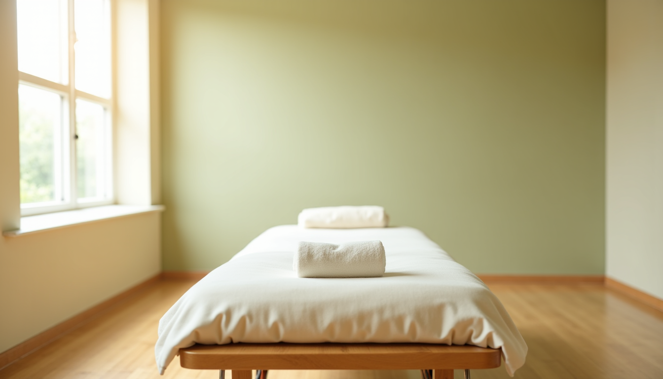 Illustration : un espace dégagé et chauffé. aucune préparation requise — massage à domicile ou en cabinet : que choisir ?